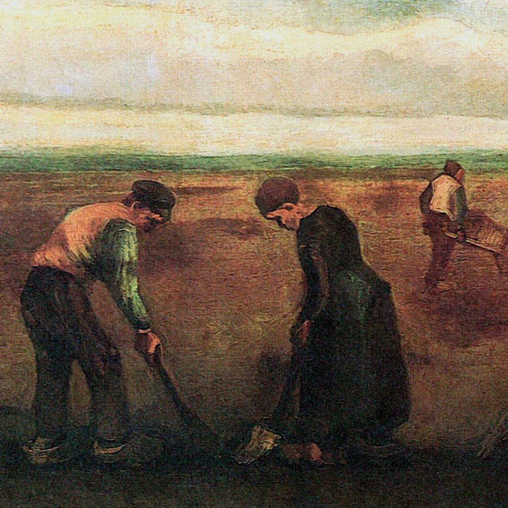 Vincent Van Gogh Kunstdruck Bild - Bauern Beim Kartoffelsetzen, 1884, Detail (40 x 40 cm)