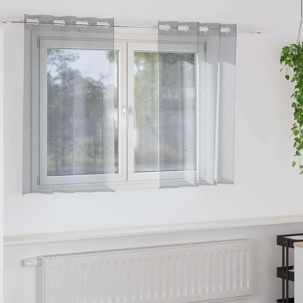 Voile-Vorhang 2 pcs Dunkelgrau 140 x 140 cm Polyester