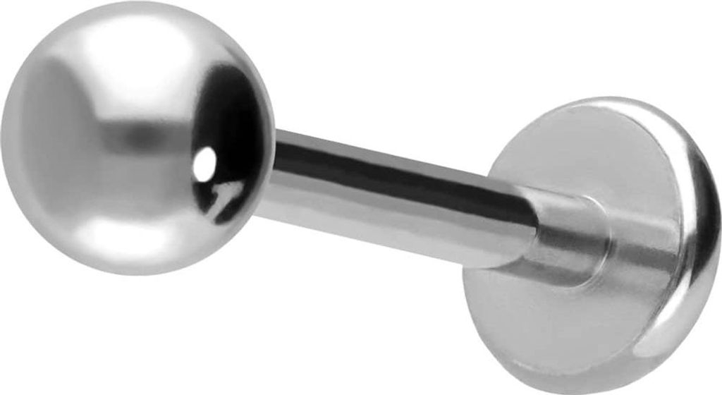 Ohrpiercing, Nasenpiercing Titan Labret Silber Stablänge: 12mm + Stabstärke: 1,2mm + Kugelgröße: 3mm