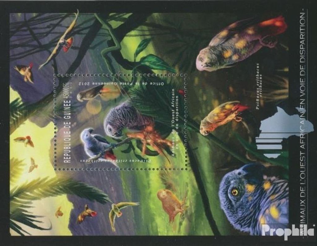 Briefmarken Guinea 2012 Mi Block 2076 (kompl. Ausgabe) postfrisch Gefährdete Tiere Westafrikas