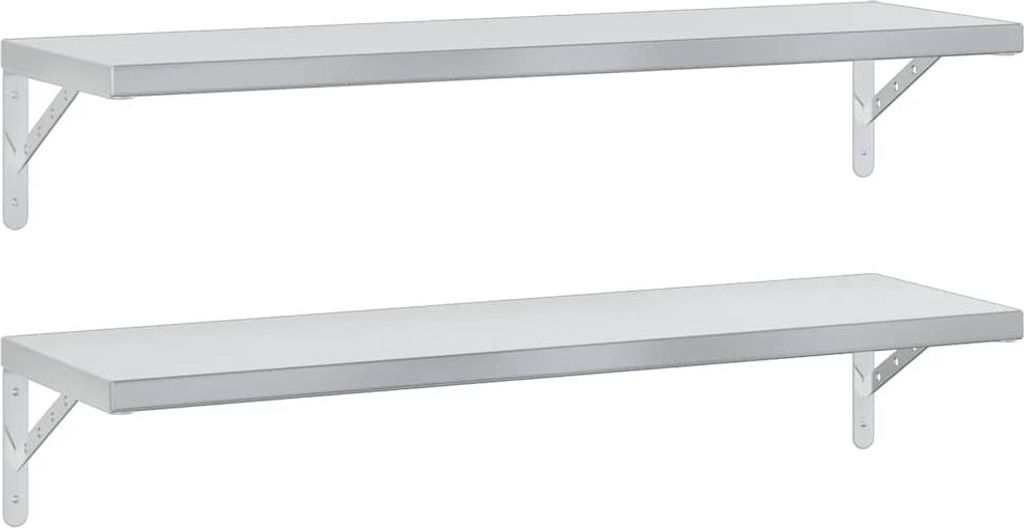 vidaXL Nástenné police 2 ks 100x30 cm strieborná nerezová Obrázok produktu 