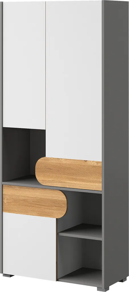 Bibliothèque Design Chêne et Graphite CARINA 2 - Meuble de Rangement