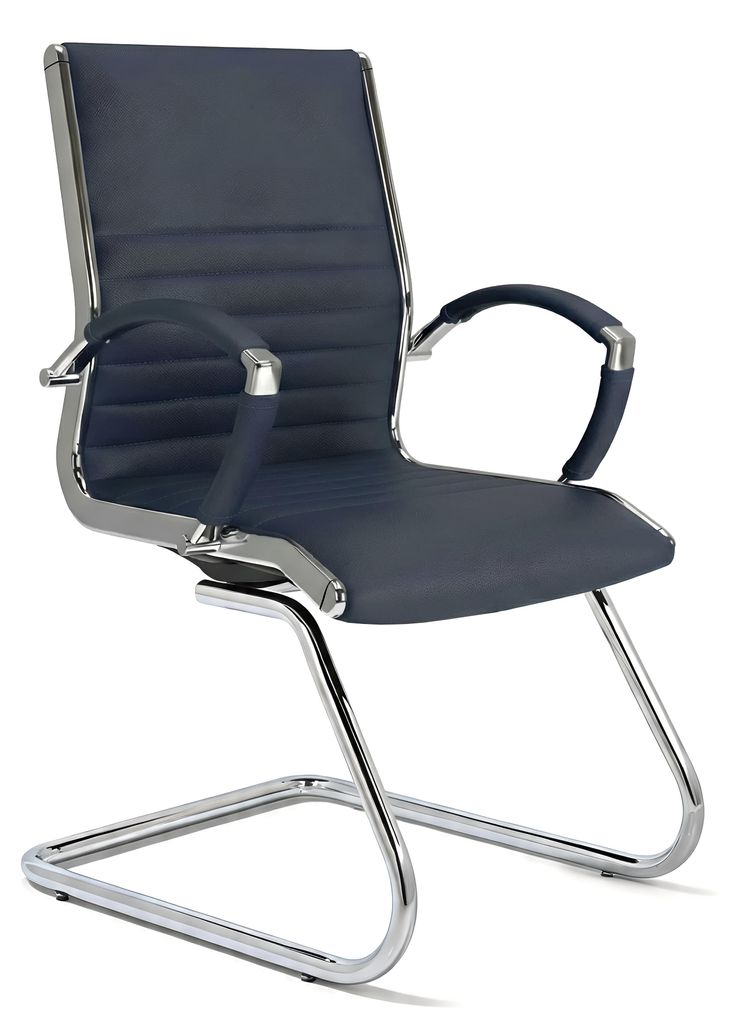 VERSEE Montreal Besucherstuhl Leder Dunkelblau – ergonomischer Konferenzstuhl & Freischwinger, stabiler Echtleder Stuhl bis 150 kg