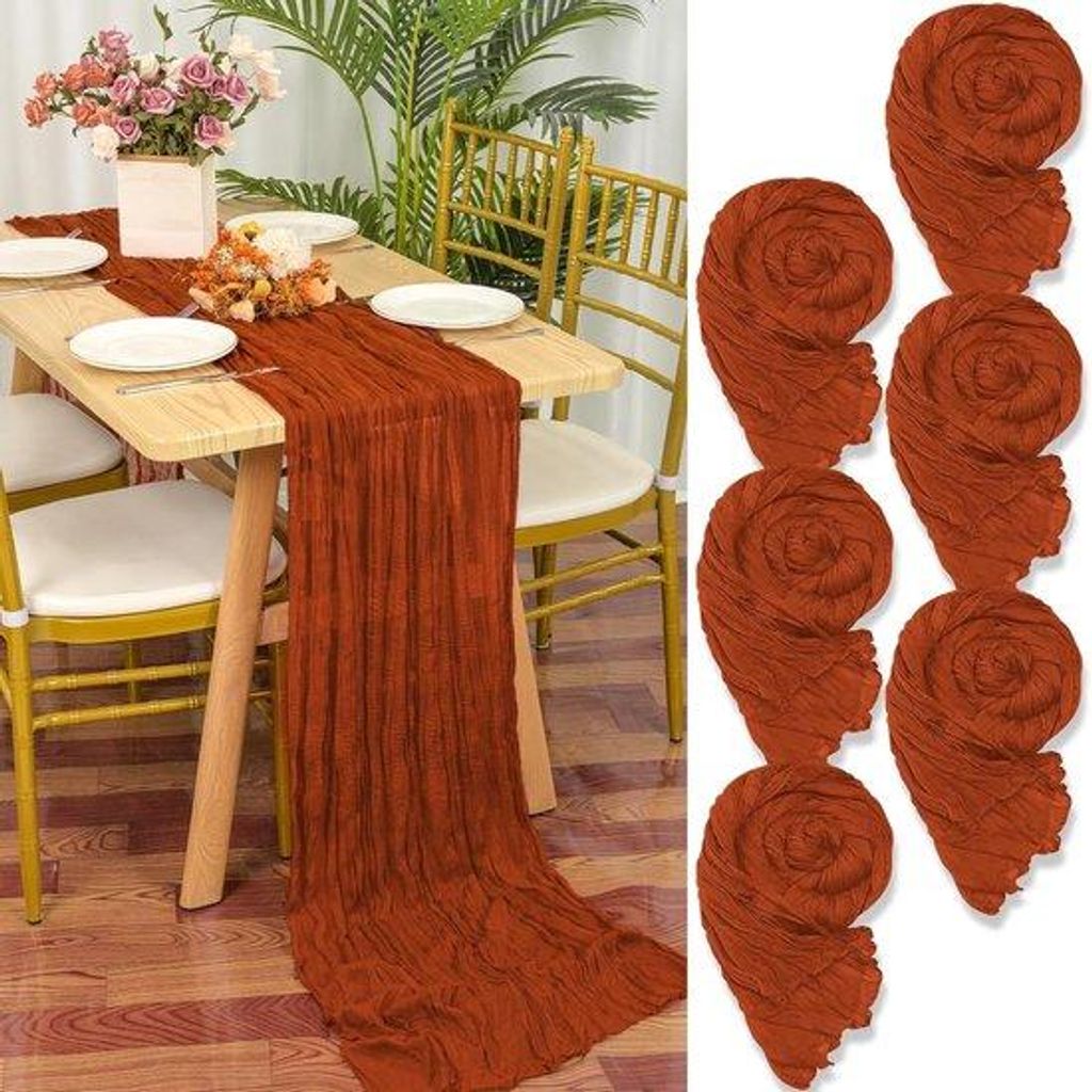 Tafelloper 55x300cm Terracotta Rustikal 6er Set