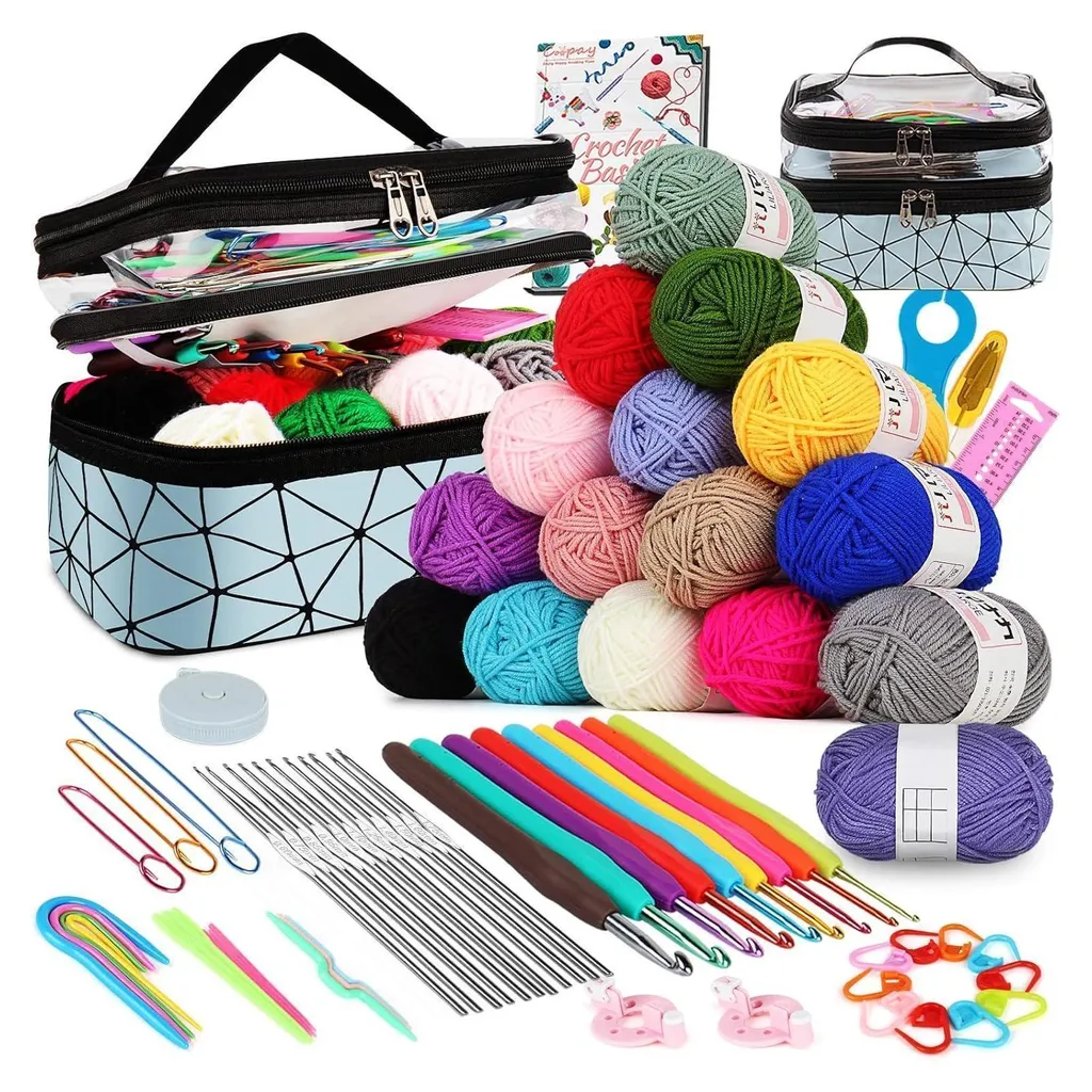 Kit crochet ergonomique 71 pièces Coopay avec accessoires et laine