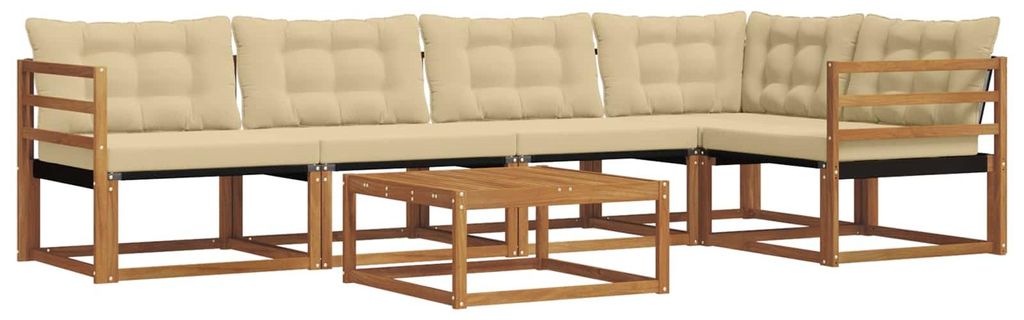 vidaXL Outdoor-Sofagarnitur mit Kissen 6 pcs Natur und Beige