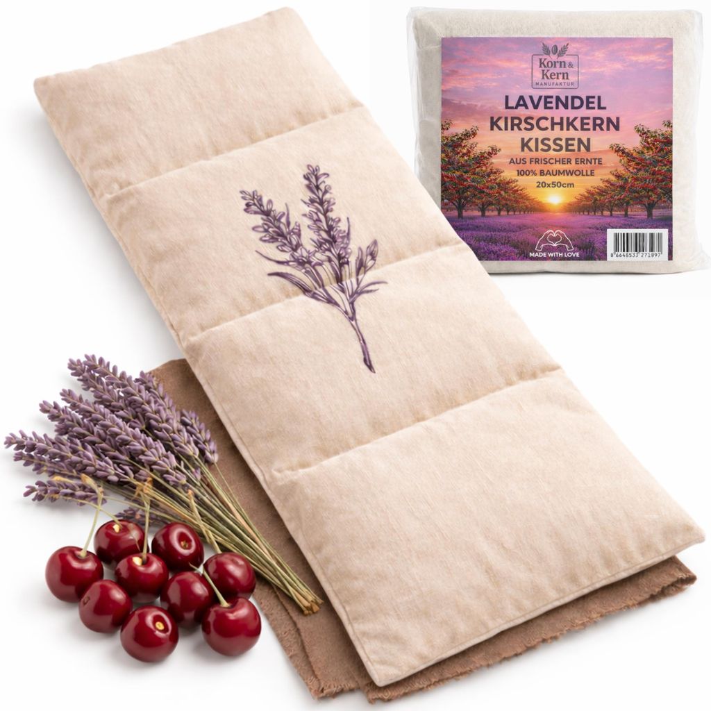 Kirschkernkissen mit Lavendel groß – Mikrowellengeeignetes Produktbild 