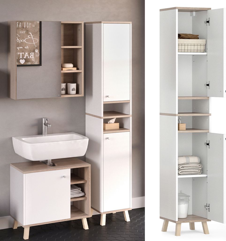 Meuble salle de bain Vicco Senyo Blanc 30x174cm, Model Image du produit 