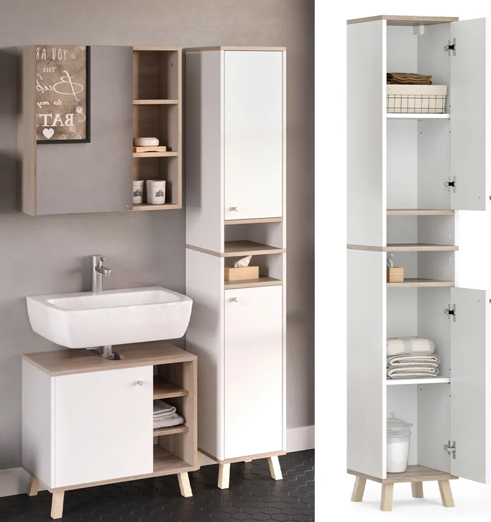 Vicco Mobile bagno alto Senyo, 30 x 174 cm, Bianco/Sonoma