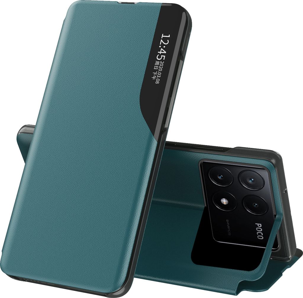 Dünn Flip Stand Cover Kunstleder Schutzhülle für Xiaomi Poco F6 Pro/Redmi K70/K70 Pro Grün