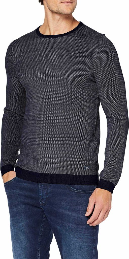 23925 S. Oliver, , Herren Crew Neck Rundhals Pullover Pulli, Mittelstrick, blau meliert, XXL