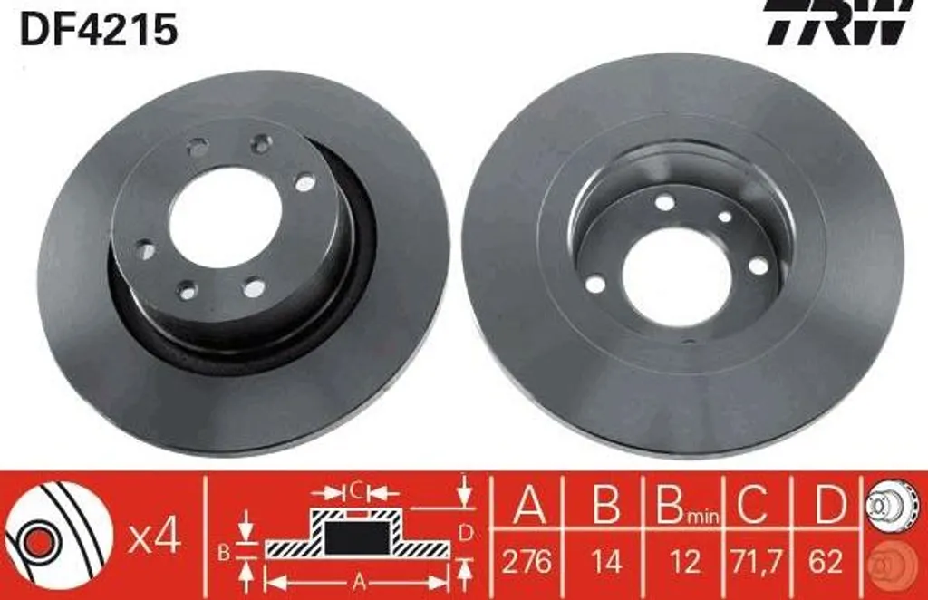 Disque de Frein TRW DF4215 pour Entretien et Réparation Freinage C5