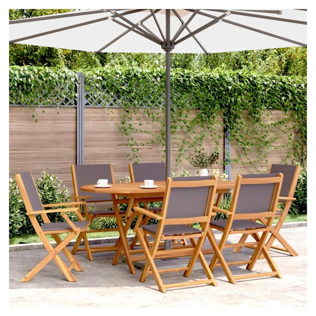 Klappstühle für den Garten, 8 Stück, anthrazit, Stoff und Massivholz