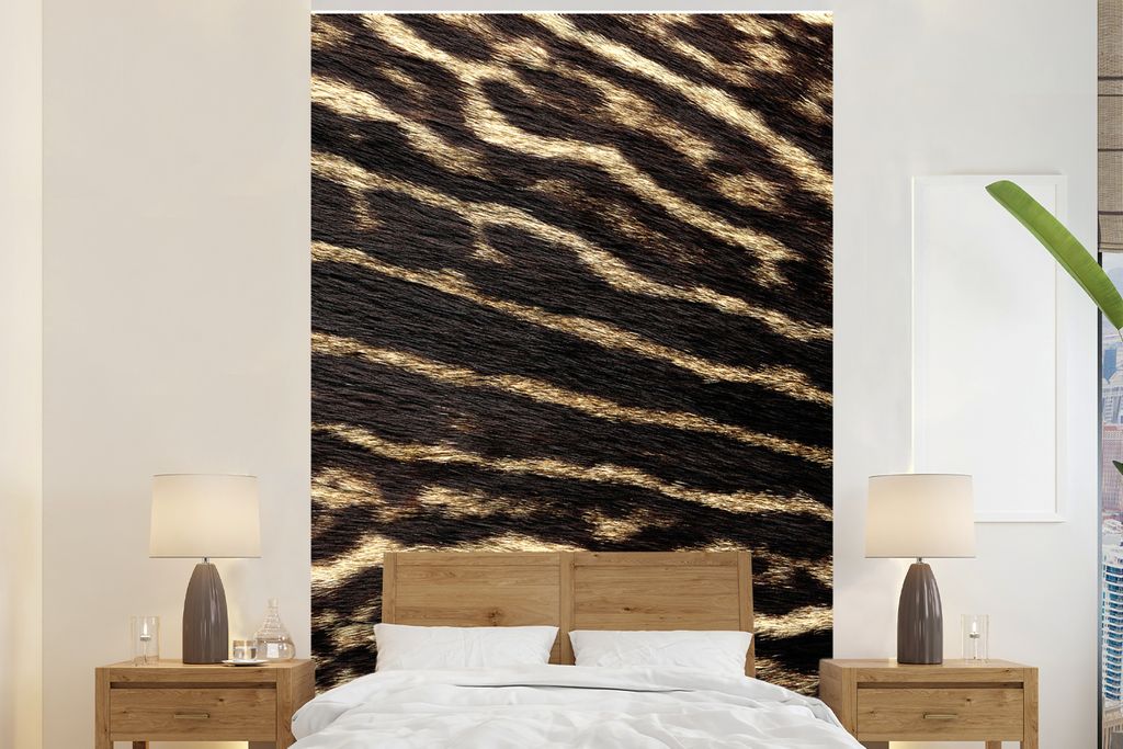 MuchoWow Fototapete für Wohnzimmer oder Schlafzimmer Wandtapete Vinyl Motivtapete Fell - Tiere - Braun - 225x350 cm - Schlafzimmer tapete