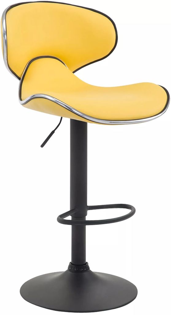 In And OutdoorMatch Luxus Barhocker Lamont - Gelb - Schwarz - Modernes Design - Rückenlehne - Fußstütze - Für Küche und Bar - Gepolsterte Sitz...