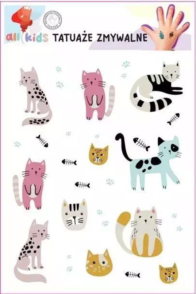 Abwaschbare Tattoos für Kinder Cats 2 Produktbild 