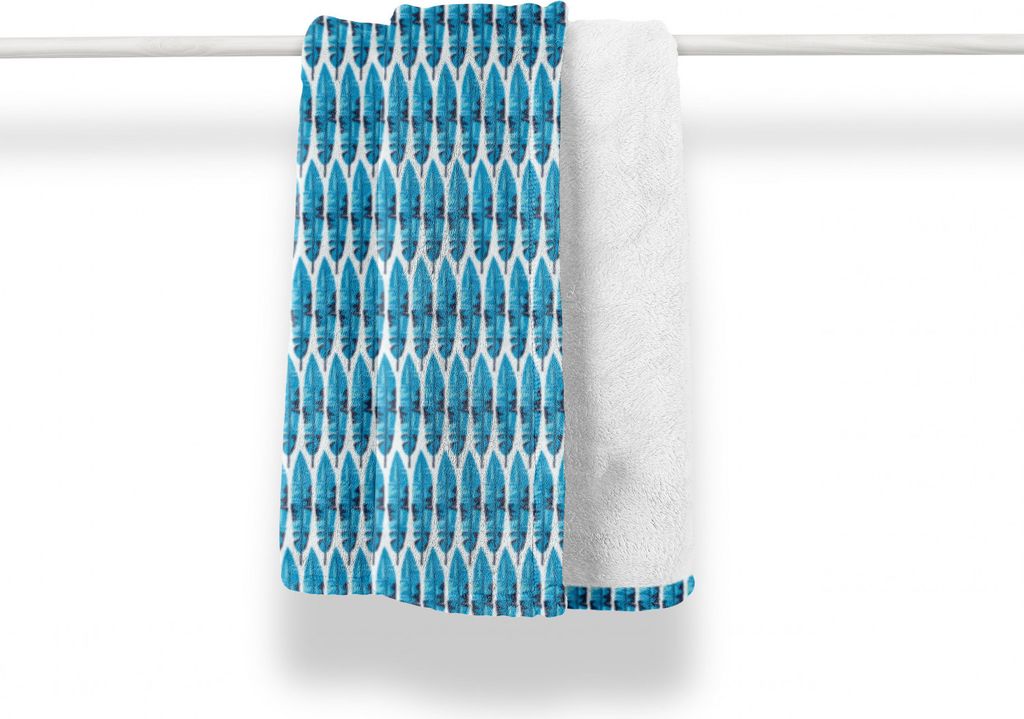 ABAKUHAUS Blatt Weich Flanell Fleece Decke, Blaue exotische Baum-Blätter Motive, Gemütlicher Plüsch für den Innen- und Außenbereich, 125 x 175...