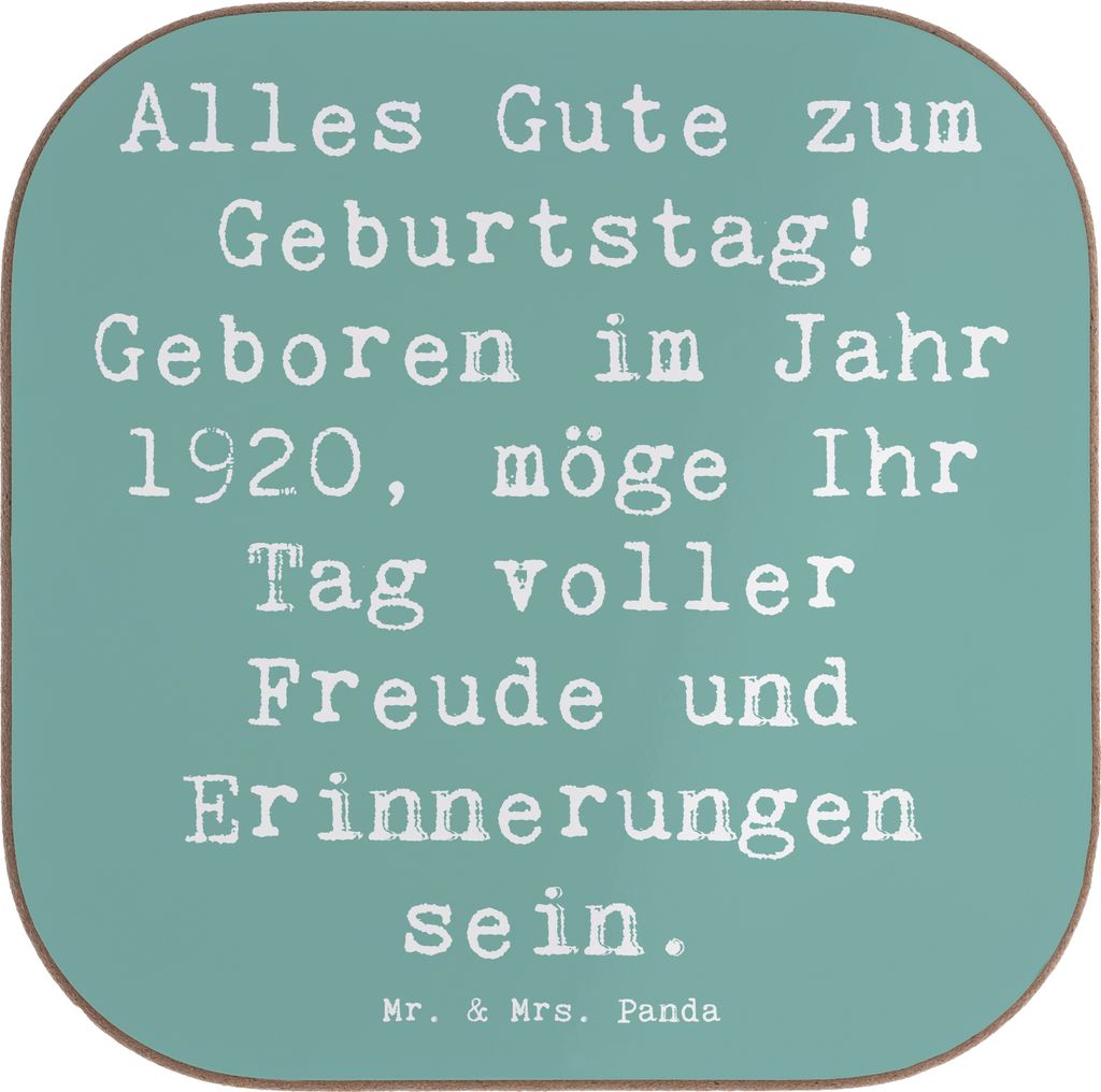 Mr. & Mrs. Panda Untersetzer für Gläser Spruch 1920 Geburtstag - Meeresbrise - Geschenk, Jahrgang, Happy Birthday, Glückwunsch, Tassenuntersetze...