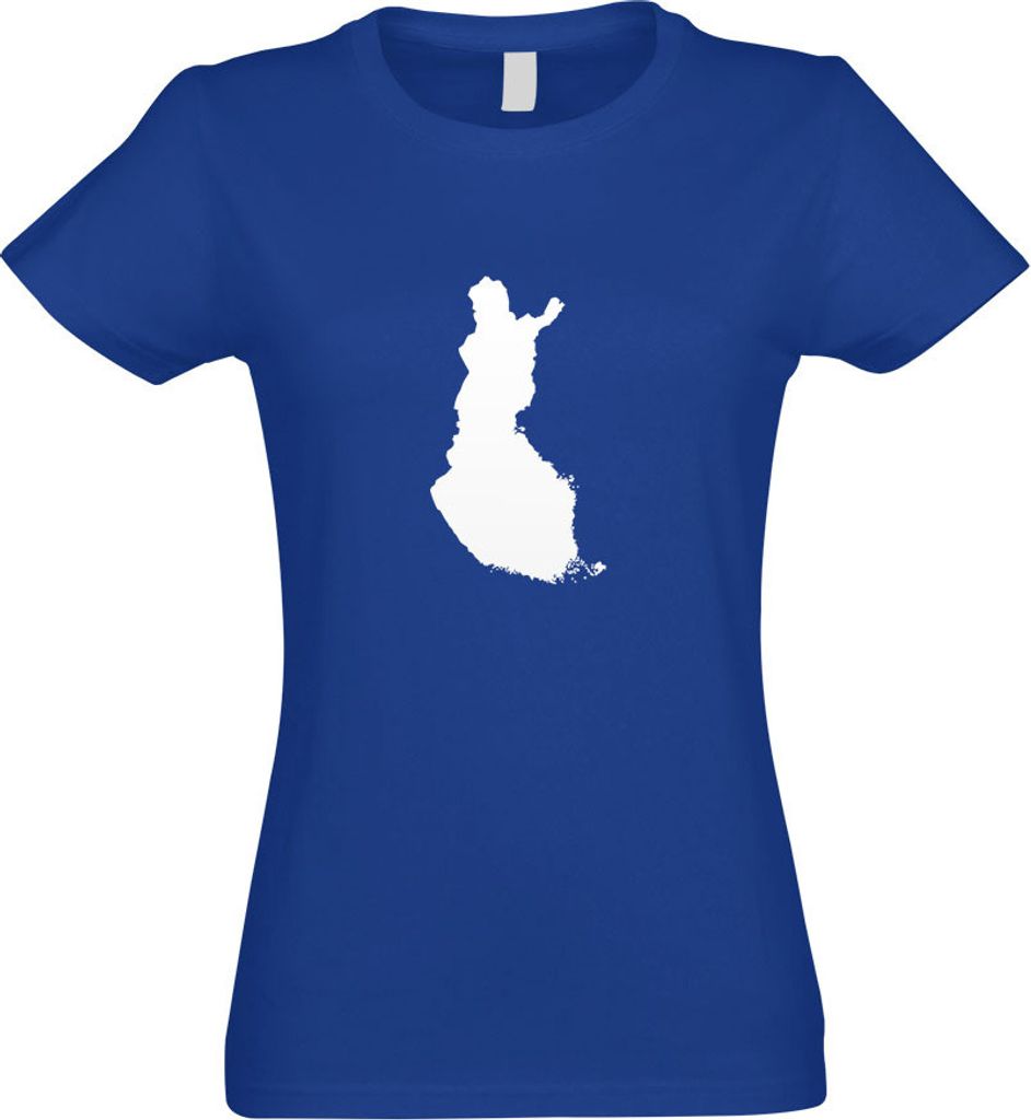 Kiwistar - T-Shirt tailliert - Damen - royal - Finnland Umriss Kontur - mit Motiv Bedruckt - Funshirt Design - Sport - Freizeit - Damen - XXL
