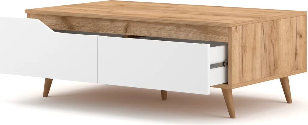 Table Basse de Salon avec Tiroirs Style Scandinave 100cm Modèle Tree - 6