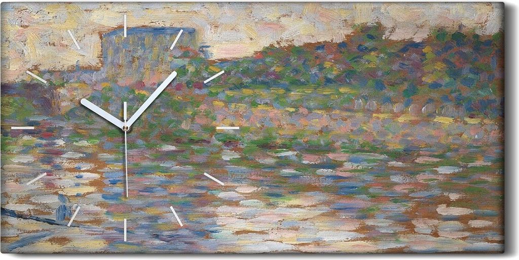 Leinwand Uhr Küche Wohnzimmer Bild Geräuschlos 60x30 Die Seine in Courbevoie - weiße Hände