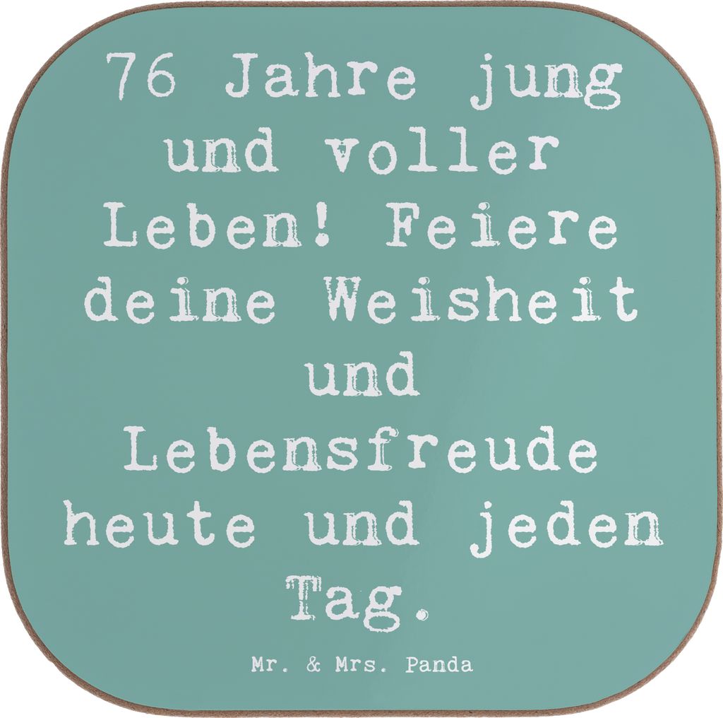 Mr. & Mrs. Panda Untersetzer für Gläser Spruch 76. Geburtstag Jung und Lebendig - Meeresbrise - Geschenk, gläseruntersetzer, Alter, Jubiläum, G...