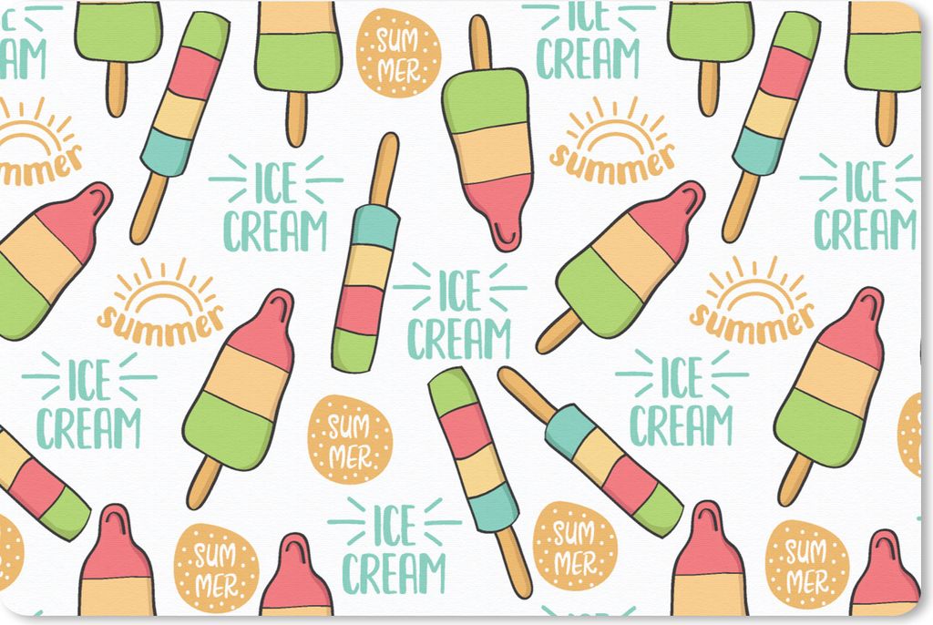 MuchoWow Schreibtischunterlage Eiscreme - Sommer - Muster 60x40 cm - XXL Mauspad - Großes Mauspad