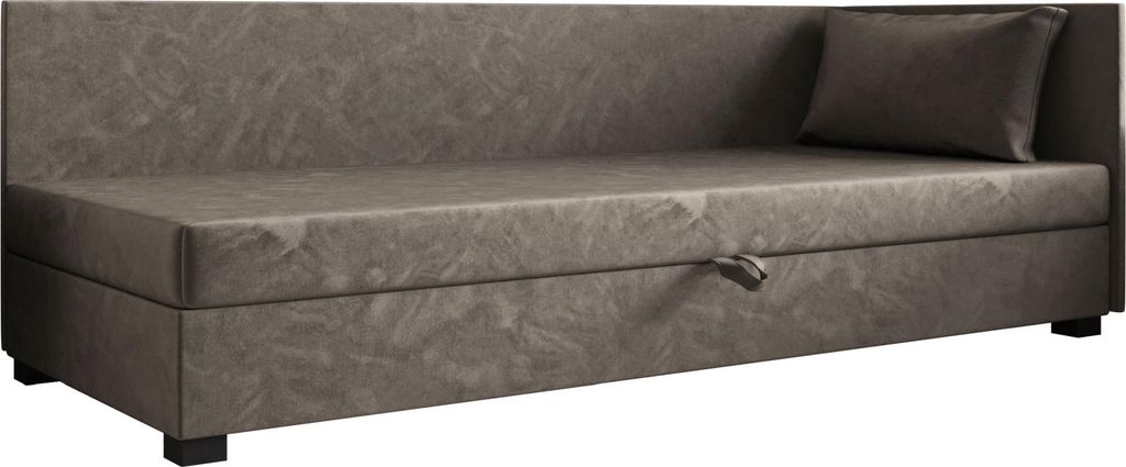 AURA SOFA Boxspringbett ROLAND PLUS 110x195 Komplett-Set mit Bonell Matratze, Polsterbett mit Bettkästen - Dunkles Braun, MONOLITH 15