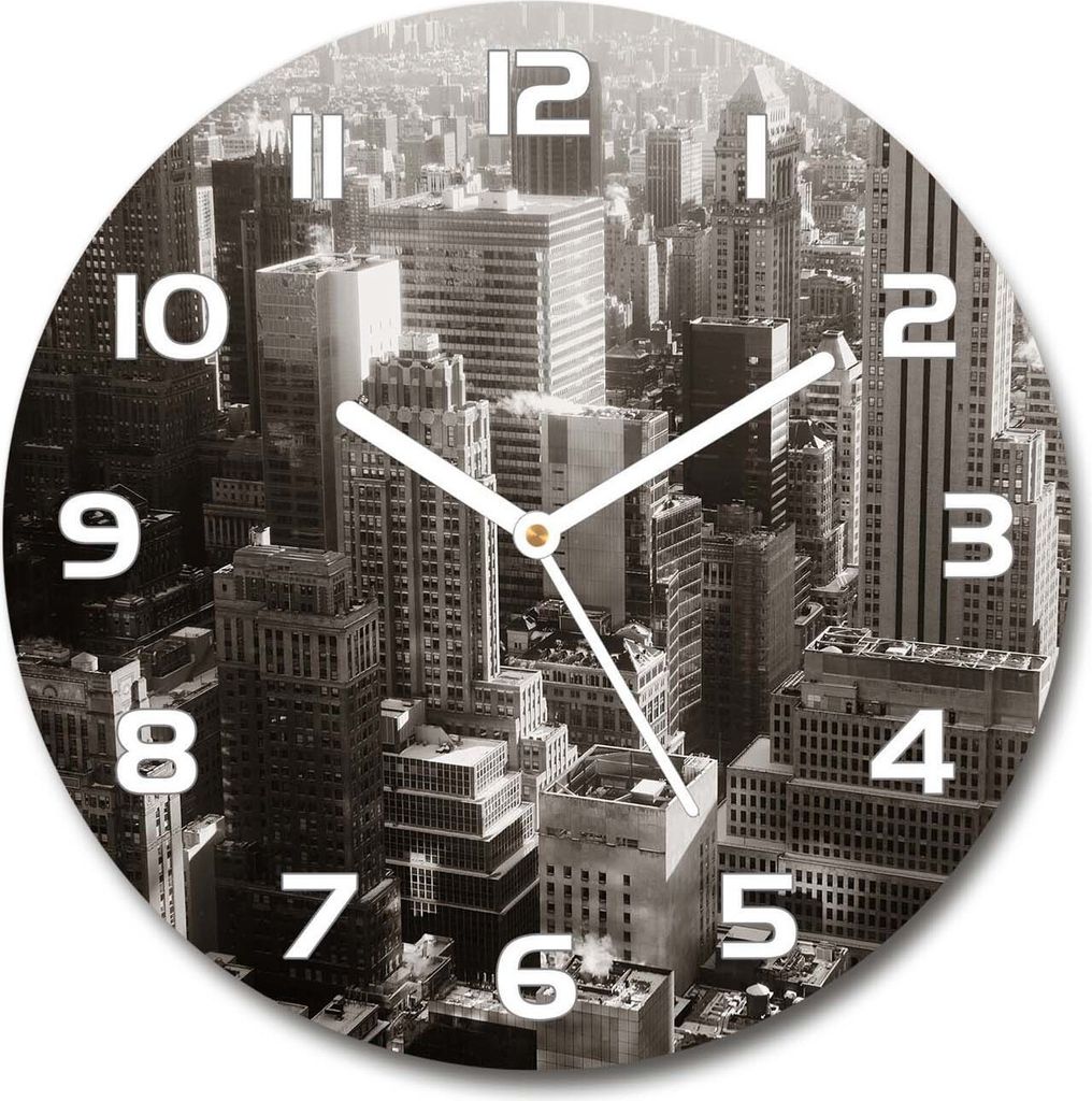 Wanduhr aus Glas 30fi Glasbild Glasuhr Gehärtetes Glas - weisse-zeiger - New York