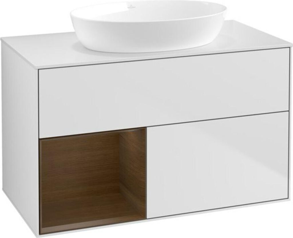 V&B Waschtischunterschrank Finion 100, Pl wh. m, Reg wal ven, wh. m Lac