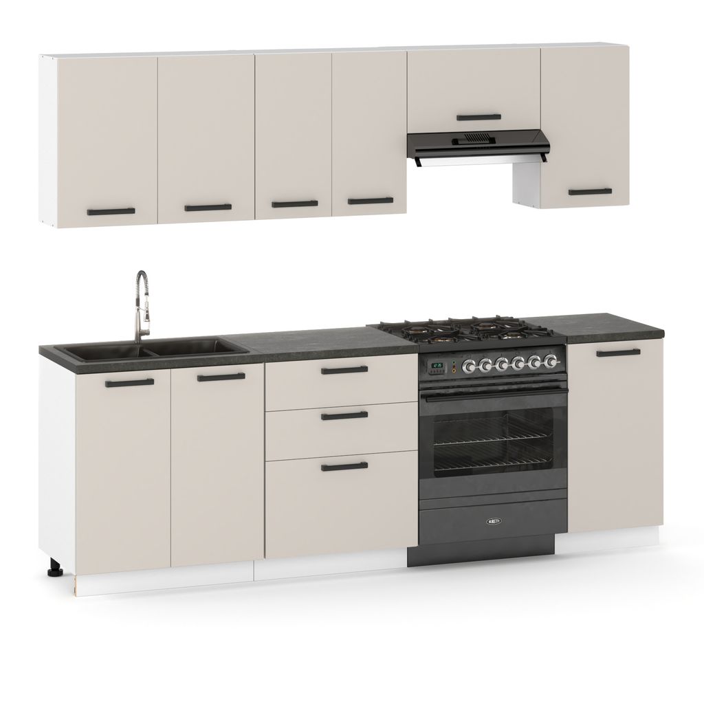 ULWEHOME | Küchenzeile 220 cm Beige, Küchenmöbel-Set Produktbild 