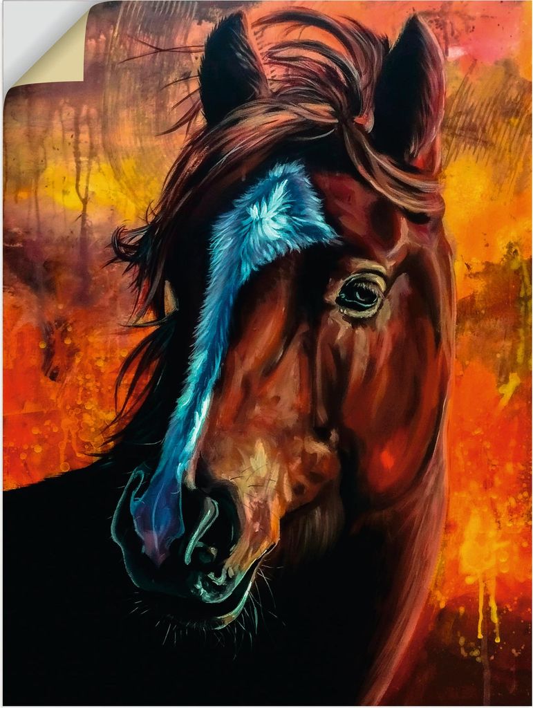 ARTland Wandbild, selbstklebend Pferd in Feuer Größe: 60x80 cm