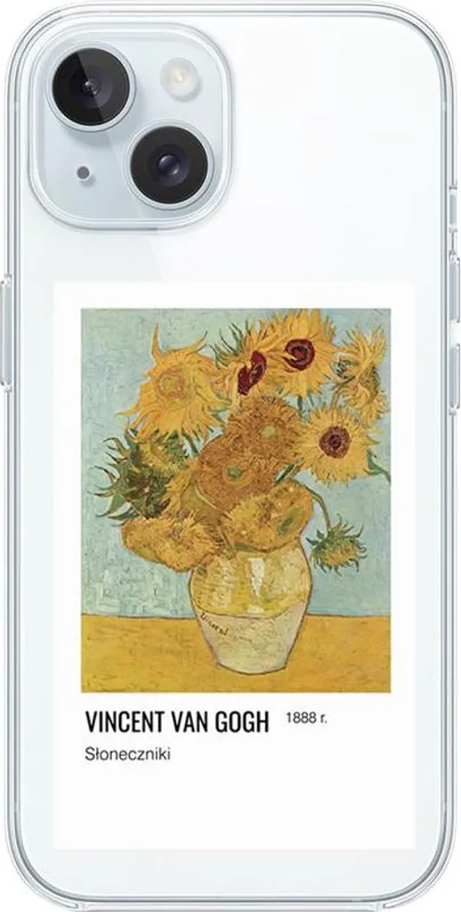 Custodia per iPhone 15, trasparente, silicone flessibile, Girasoli di Van Gogh