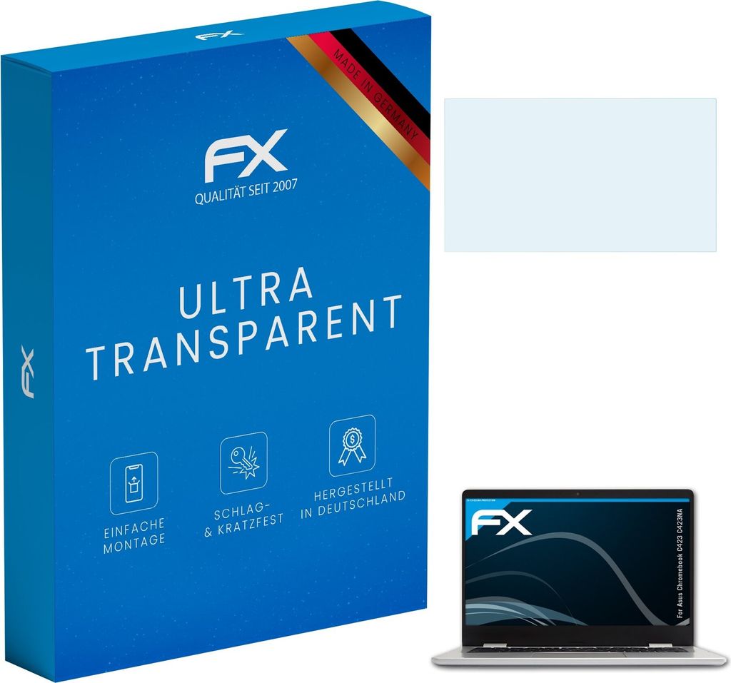 atFoliX FX-Clear 2x Schutzfolie kompatibel mit Asus Chromebook C423 (C423NA) Displayschutzfolie