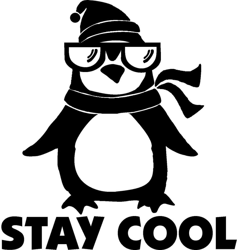 Pinguin, "Stay Cool", Spruch, Tier, Vogel, KFZ-Aufkleber, Autoaufkleber
