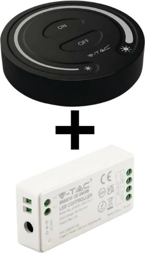 Kit Contrôleur RF 12V 24V et Variateur Tactile Noir pour Ruban LED