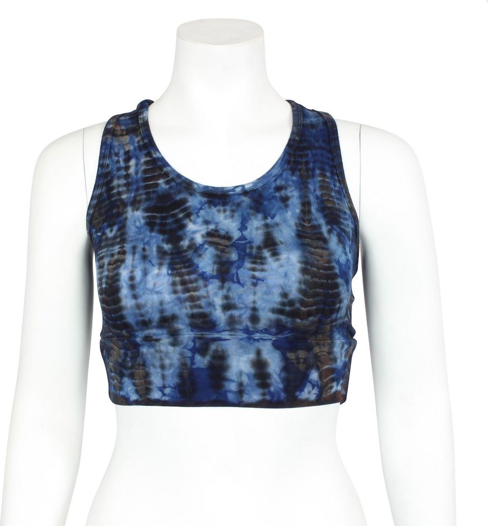 Crop Top - Racerback - Batik - Bamboo - blau - braun
