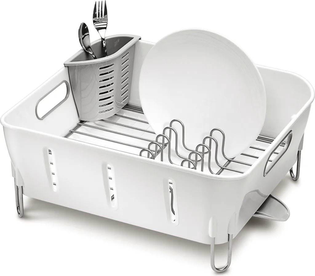 Support d'assiettes et égouttoir à vaisselle compact avec bac amovible
