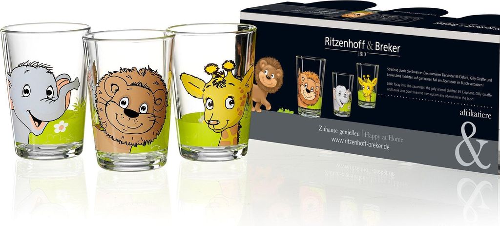 Becher 205ml 3tlg. 6er Set Dschungeltiere Produktbild 