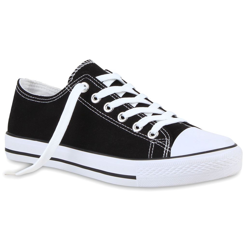 Mytrendshoe Freizeit Herren Sneakers Low Viele Farben & Größen Canvas Schuh 811083, Farbe: Schwarz, Größe: 37
