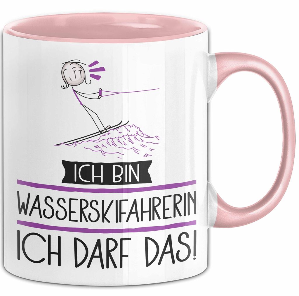 Geschenk für Wasserskifahrerin Tasse Lustige Geschenkidee Geburtstag Ich Bin Wasserskifahrerin Ich Darf Das (Rosa)