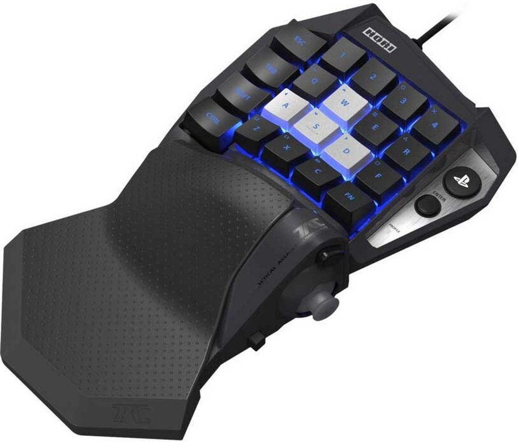 A gaming keyboard and joystick combo.