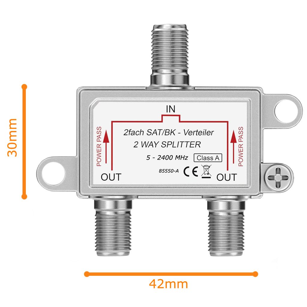 Sat-Verteiler 2-fach5-2450 MHz - digital-taugl Produktbild 10