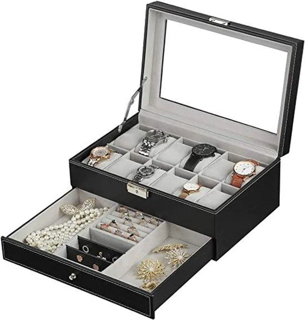 Boîte à montres acier inoxydable avec intérieur velours et finition inox