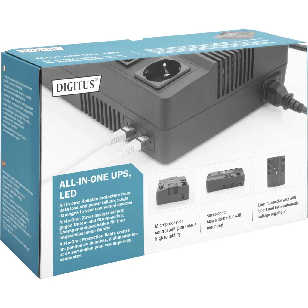DIGITUS Unité d'Alimentation Sans Interruption UPS 600VA 360W LED