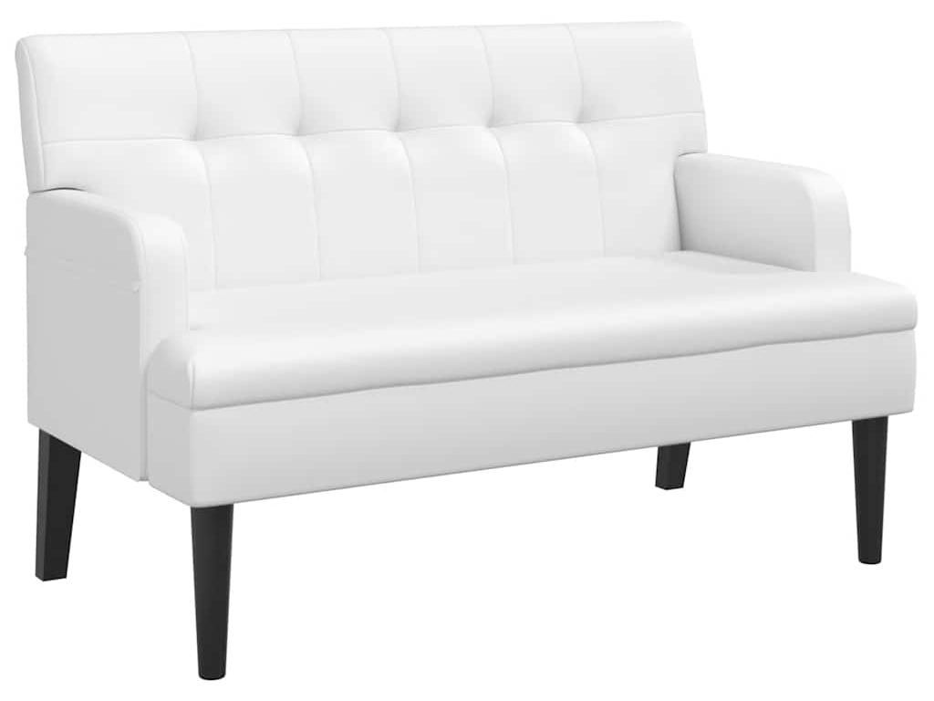 vidaXL Lavica s operadlom biela 112x65,5x75 cm Imitácia Obrázok produktu 