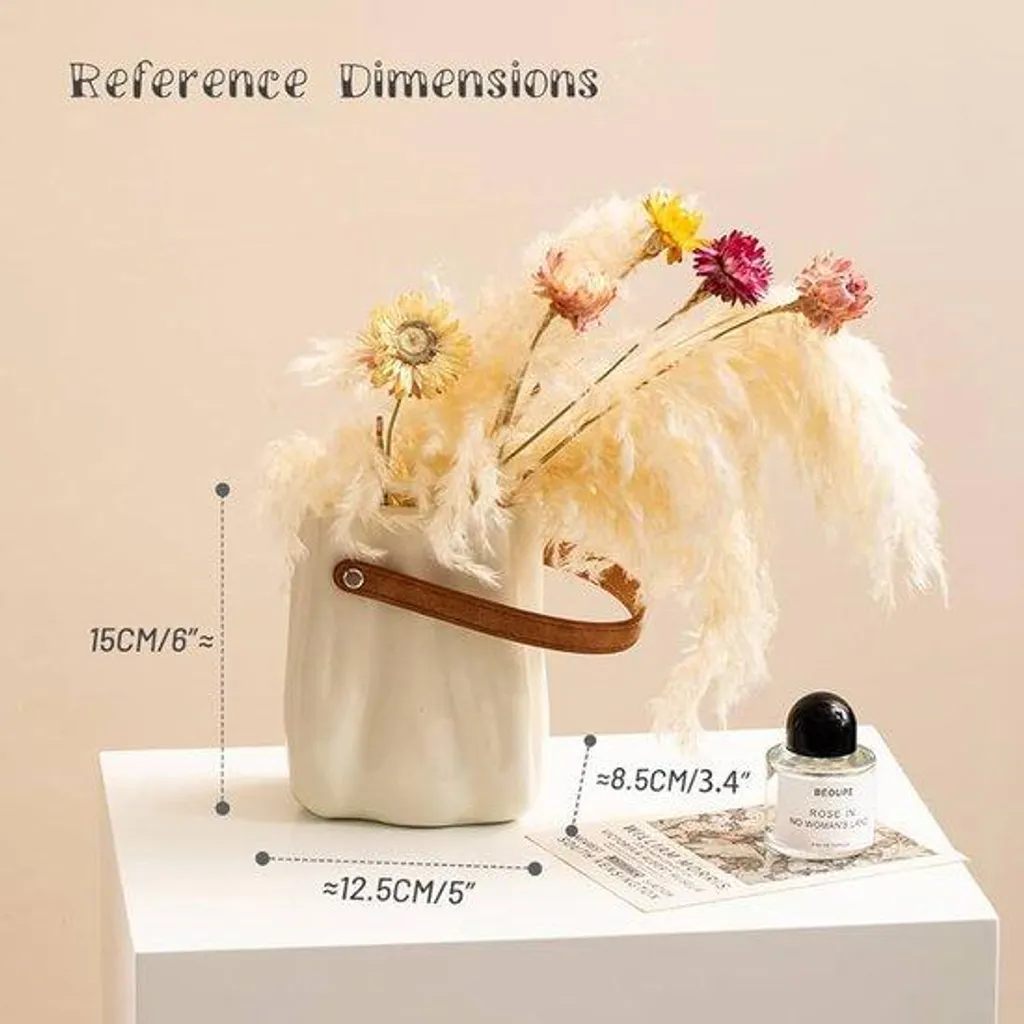 Vase en céramique avec anse - Élancé et minimaliste - Pièce unique 15cm