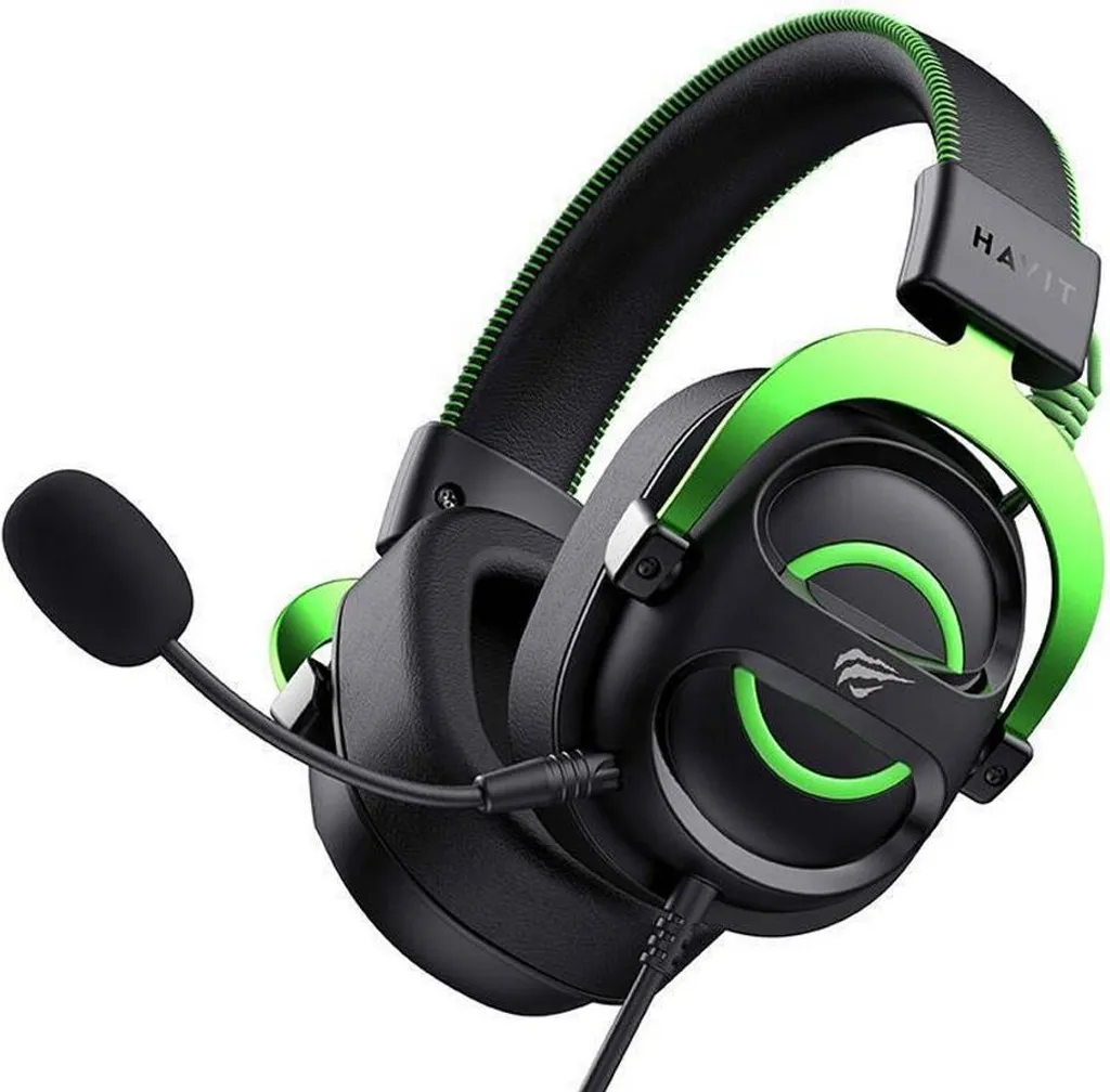 Havit H2002E Casque Gaming Noir et Vert avec Micro Détachable Haute Qualité - 3