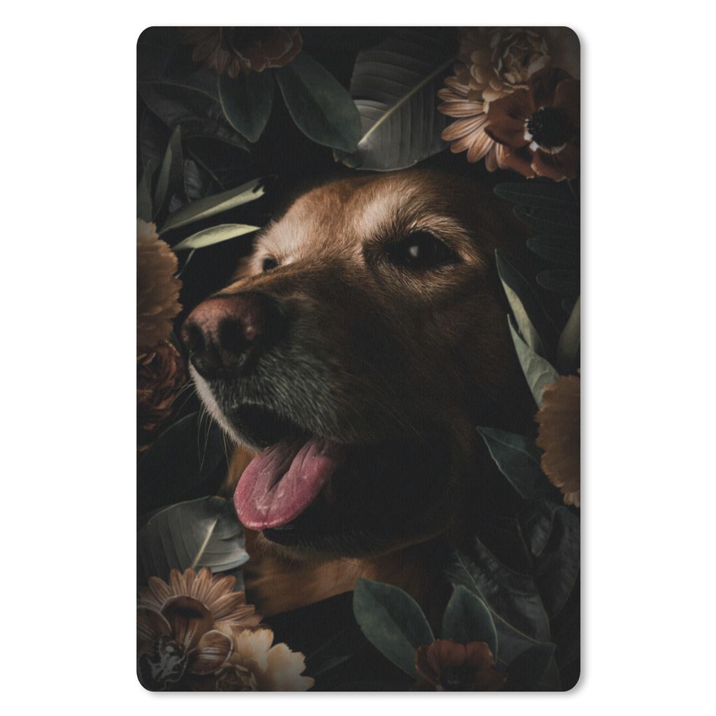MuchoWow Mauspad Mousepad Hund - Blumen - Pflanzen 18x27 cm - Mousepads - Maus Mat - Pad - Mausunterlage