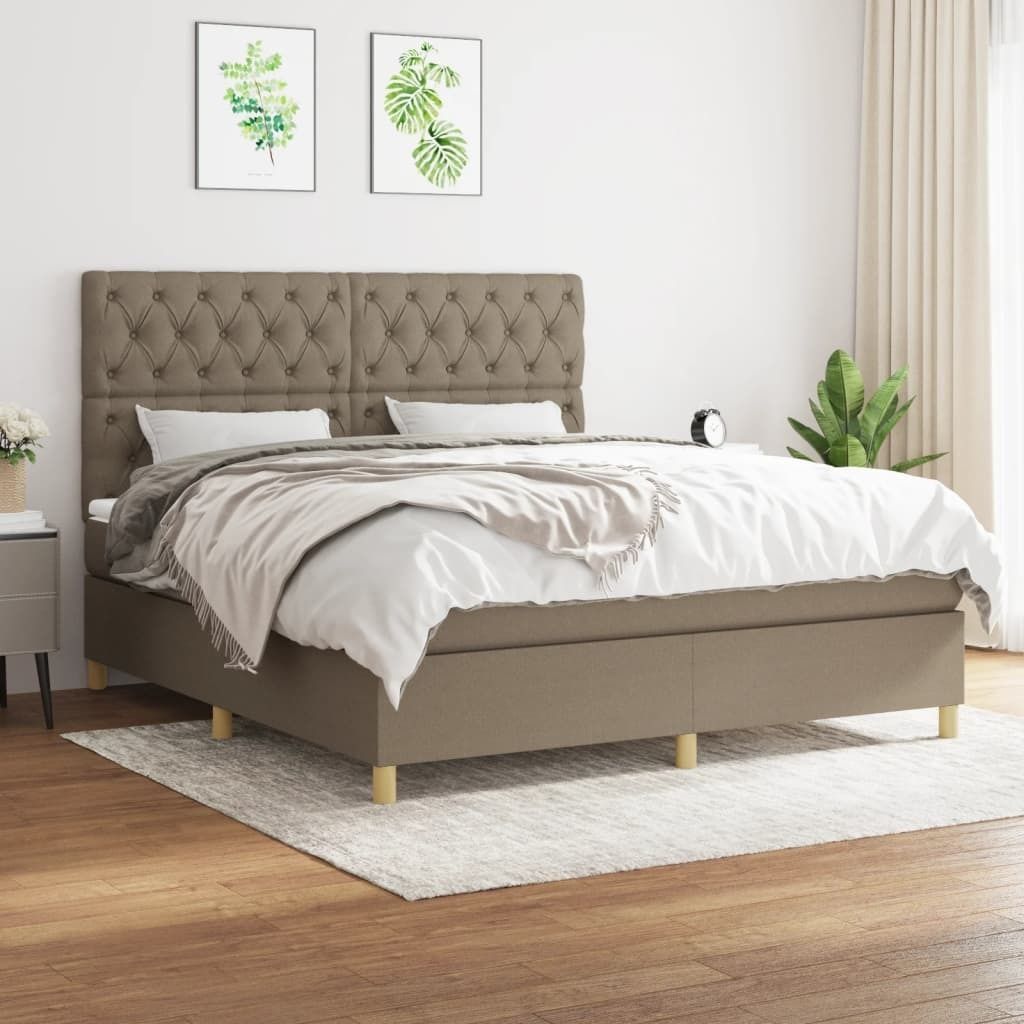 The Living Store Boxspringbett mit Matratze Taupe 160x200 Produktbild 